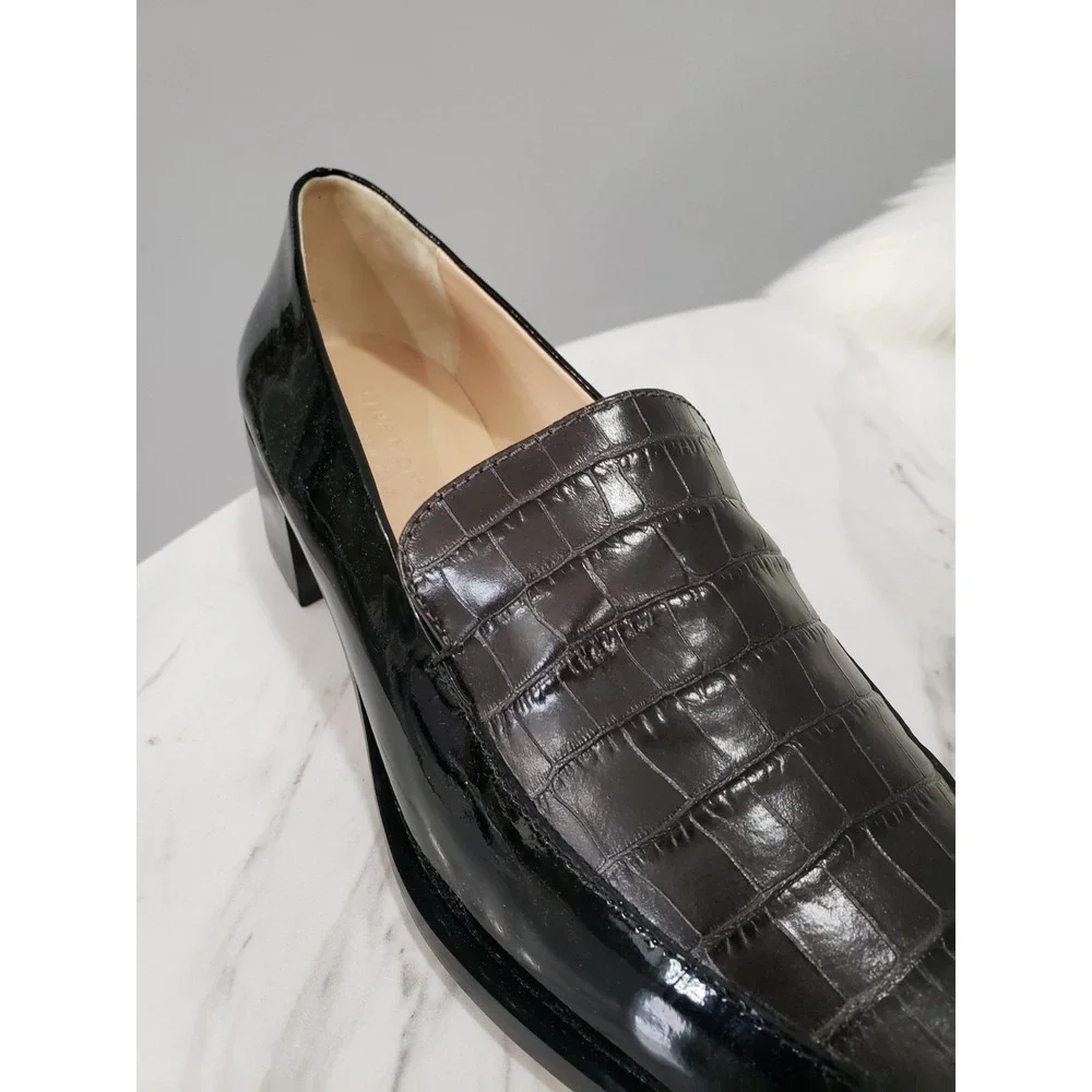 SIZE EURO 39.5 / US 9.5 - Club Monaco Alexia Loafers CROC PRINT BLACK & CHARCOAL